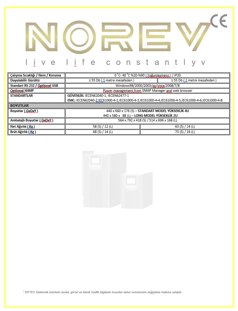 MYRT SERİSİ RACK TİPİ 6-10 KVA
